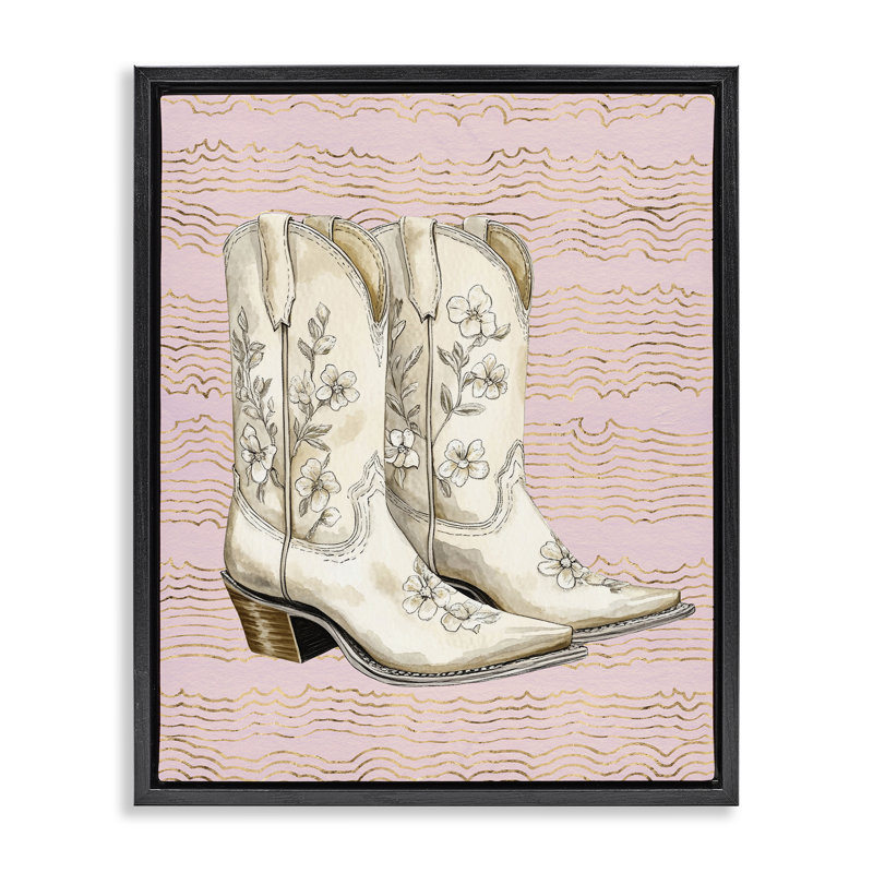  Art mural sur toile Cowgirl, Cadre flottant noir de jais, H 21 po x l 17 po
