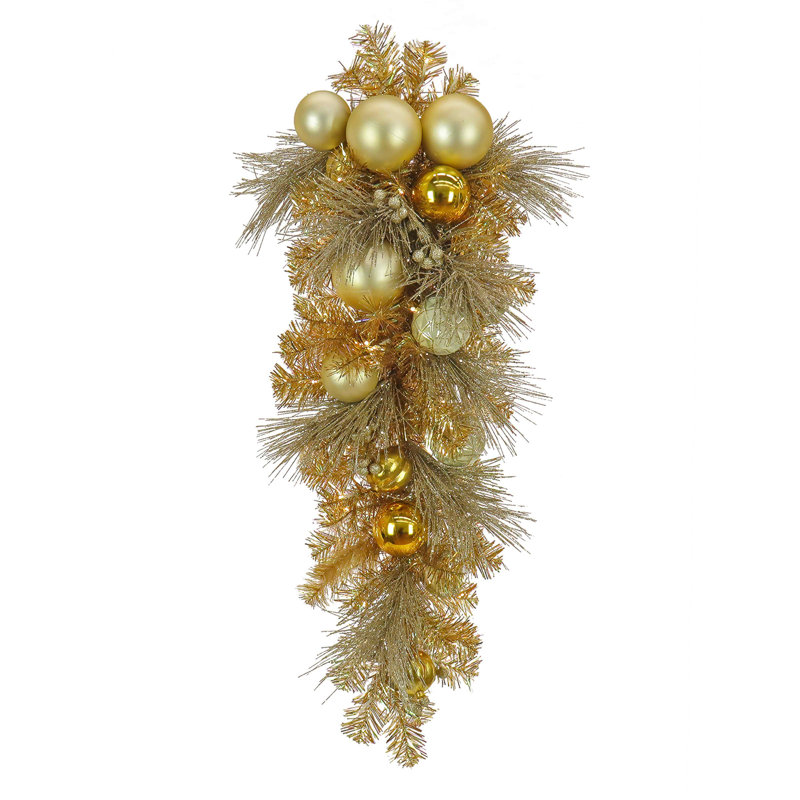 Guirlande lumineuse de Noël en forme de larme dorée de 91 cm (36 po), 35 lumières DEL blanc chaud