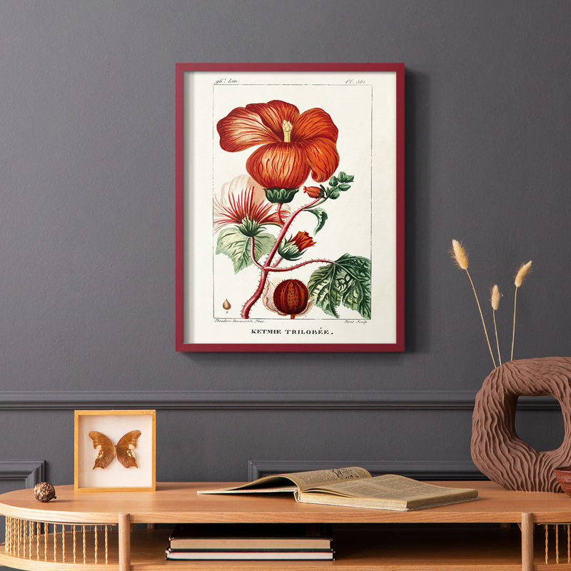 Reproduction encadrée Turpin Tropical Botanicals VII - bois massif, H 10 po x l 8 po, Rouge