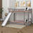 Twin Over Twin Low Bunk Bed With Ladder And Slide, Solid Wood Bunk Bed Can Be Converted Into Loft Bed-579534181