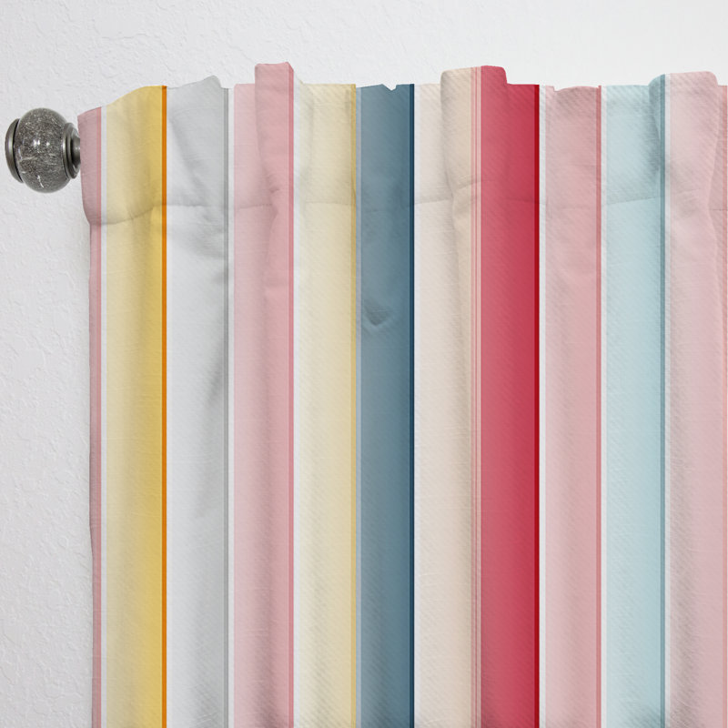 Rayures pastel rétro - Rideau rayé - Velours obscurcissant - 1 panneau, L 52 po x L 84 po