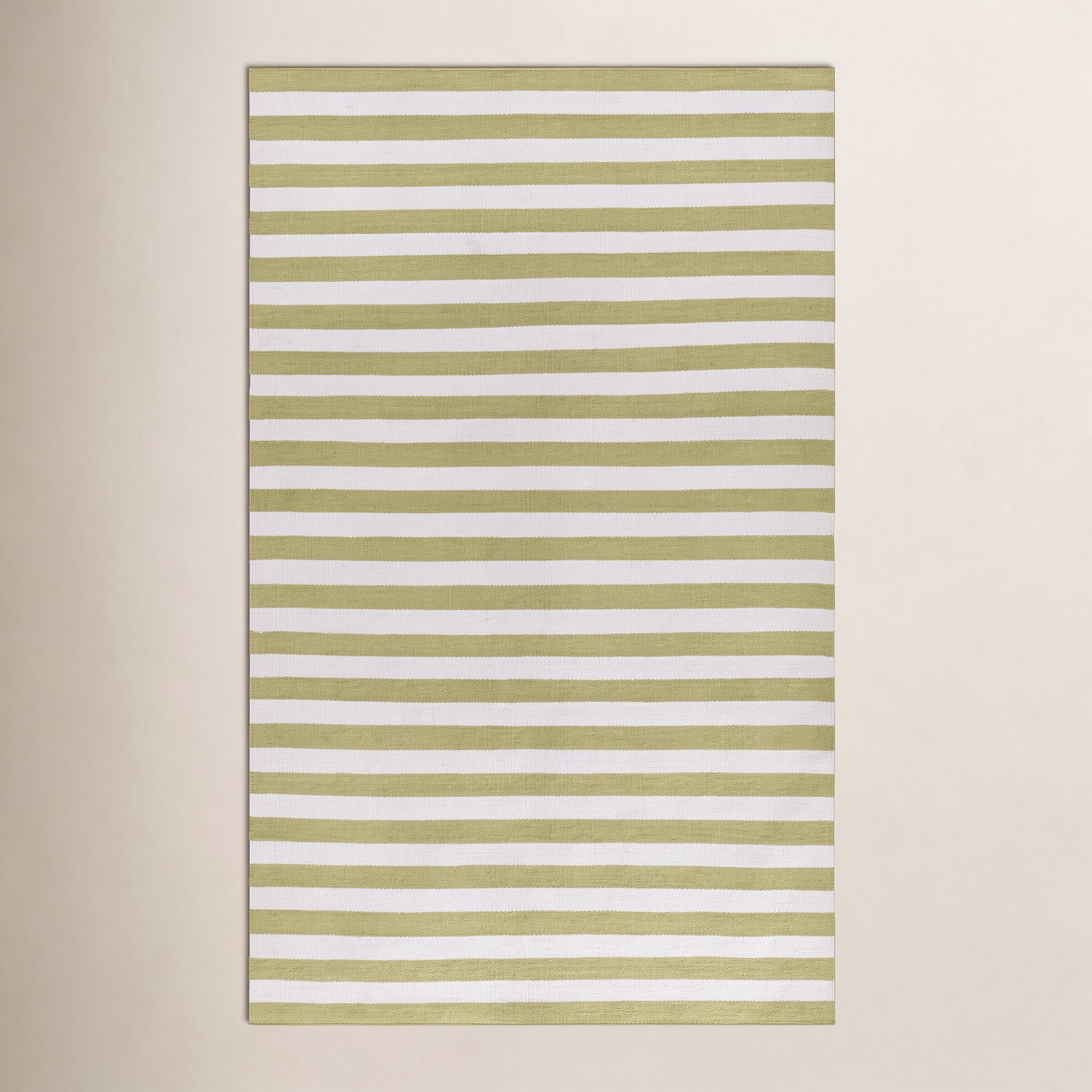 Rockaway Green Hand-Woven Striped Outdoor Rug, 9' X 12'