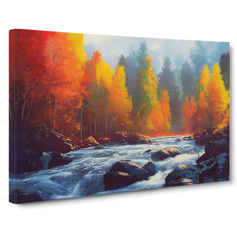 Brave Forest Stream - Wrapped Canvas Painting, 35cm H x 50cm W x 3cm D
