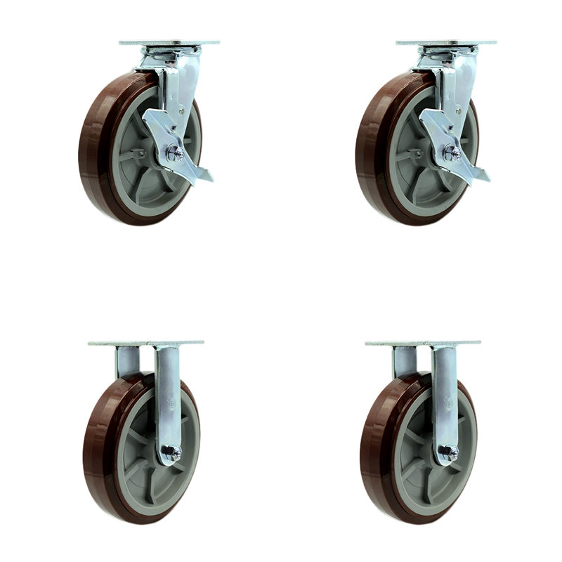 4 Piece Steel Polyurethane Caster Set