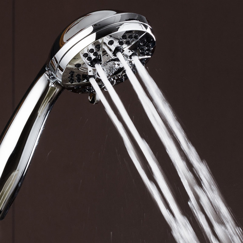 Chrome 6-Setting Handheld Shower Head with Hose