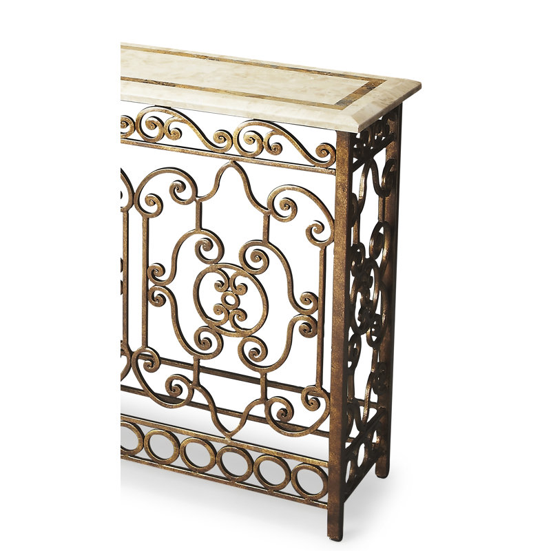 Contessa Iron & Fossil Stone Console Table