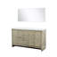 Meuble-lavabo double rustique 60 po L, plateau en quartz, surface de teinture miroir de 60 po, l 60 po avec rangement blanc