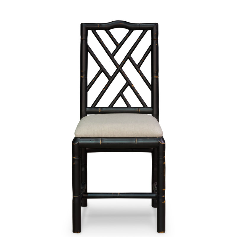Brighton Fabric Cross Back Side Chair in Beige, Black