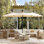 Parasol de terrasse surdimensionné de 15 pi - Parasol beige avec base, auvent beige résistant aux rayons UV, ouverture de joystick et inclinaison réglable, convient aux jardins, au bord de la piscine, dans la cour