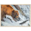 Ours nourrissant une reproduction - faune, art mural - scène de pêche avec ours, affiche sur toile - forêt de rivière, reproduction de chalet rustique-1133368359-1133368360