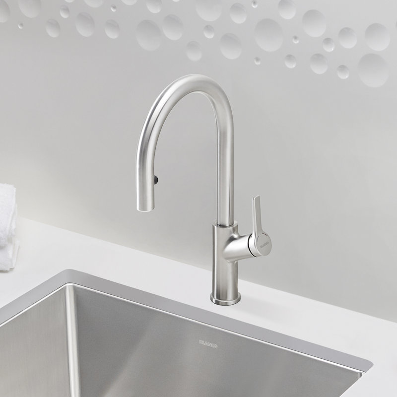 Urbena Pull-Down Dual-Spray Kitchen Faucet, Classic Steel