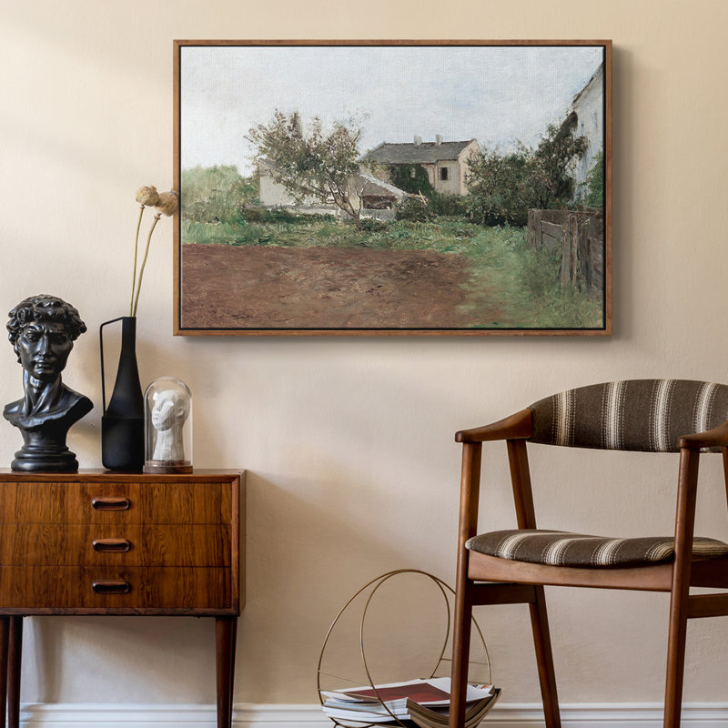 "Vintage Landscape -DCCCLxxvii" sur, Toile encadrée noyer flottant, H 27 po x l 41 po x P 2 po