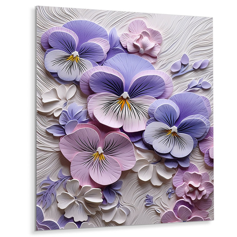 Fleurs - Violet, art mural, salon, H 32 po x l 16 po x P 1 po, Métal métal