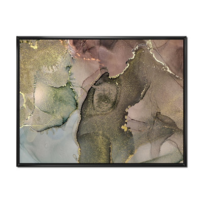 «Gray and Green Liquide Art I», reproduction sur toile