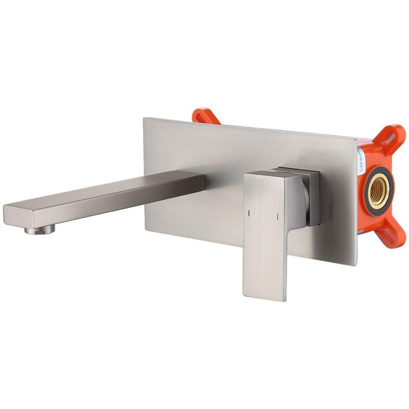 Wall-mounted bathroom sink or bathtub faucet, Brushed Nickel
