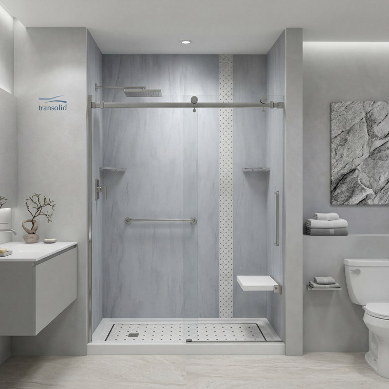 Siège de douche rabattable Preston l 20 po x P 14 po en blanc et acier inoxydable brossé