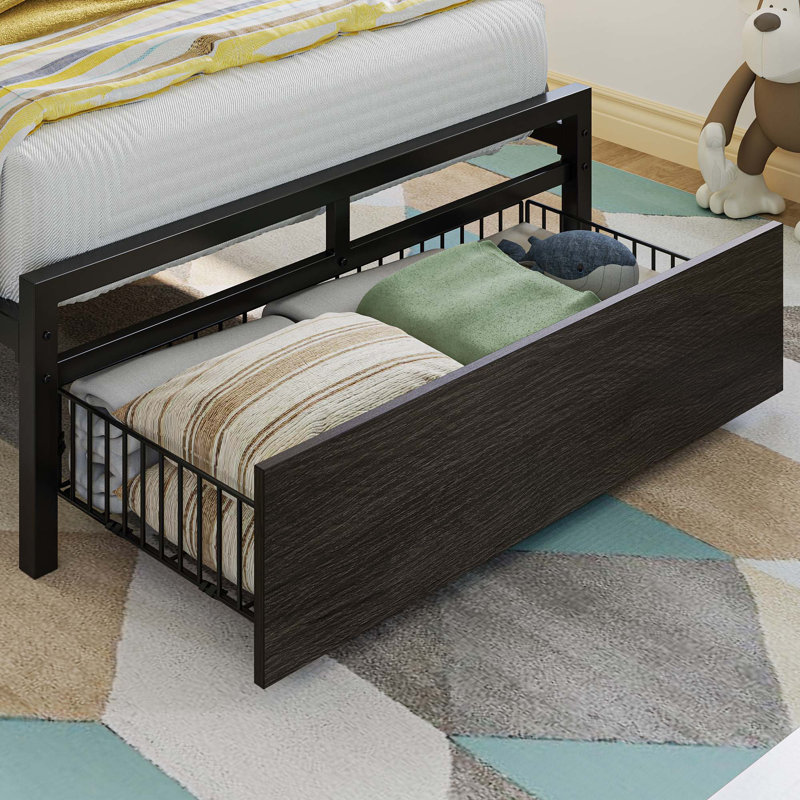 Twin Bed Frame with Storage Drawers and Outlet-Equipped Headboard | Multi-Functional Design, No Box Spring Needed, Twin