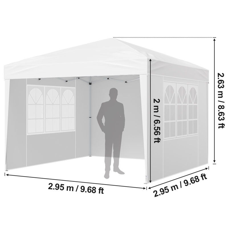 Pavillon de jardin d'extérieur avec abris et parois latérales Pop Up, 6 pi l x 3 pi P