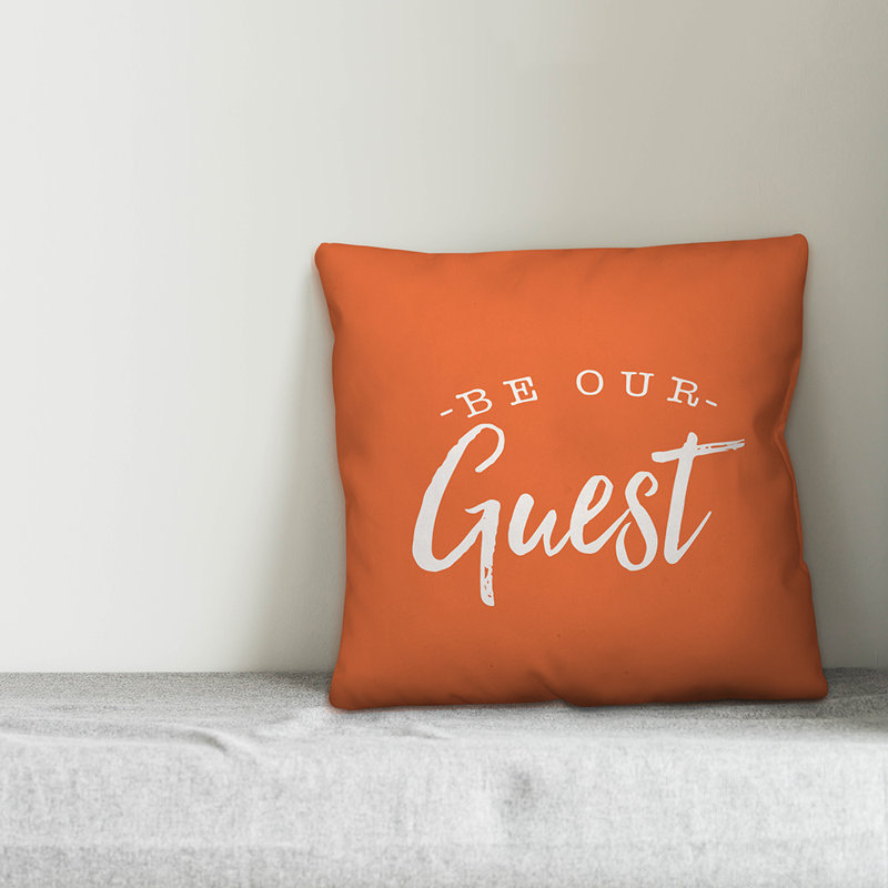  Coussin intérieur / extérieur Be Our Invité, H 16 po x l 16 po, Orange