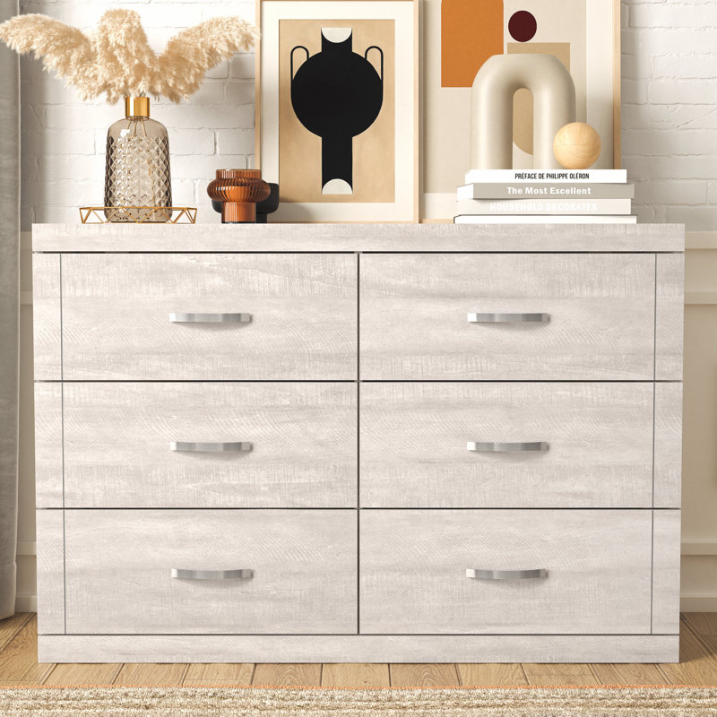 Avigail 6 Drawer 46.45'' W Double Dresser, Dusty Gray Oak