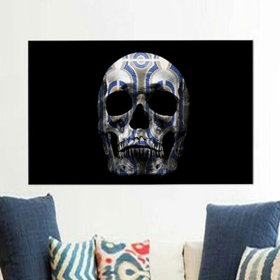 Abstract Skull Canvas Wall Hanging - Modern Home Decor Featuring Ornate Pattern Design