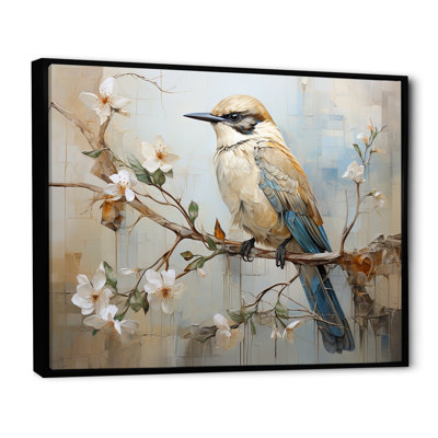 Minimalisme, oiseaux, paradis, paysage floral III, impression sur toile encadrée