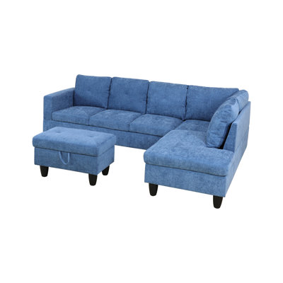 Velvet L-Shaped Sectional Right Hand Facing
