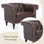 Fauteuil en cuir PU capitonné avec garniture cloutée et pieds en bois massif-708469541