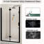 Porte de douche 34 "72" semi-pivotante avec verre trempé 1/4 ", noir mat, fixation murale et fuites dans la salle de bain, installation réversible