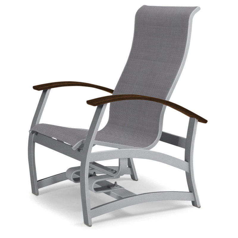 Askar Swivel Powder Coated Aluminum Outdoor Lounge Chair, Titanium Sunbrella®, Kona P10, Textured Beachwood
