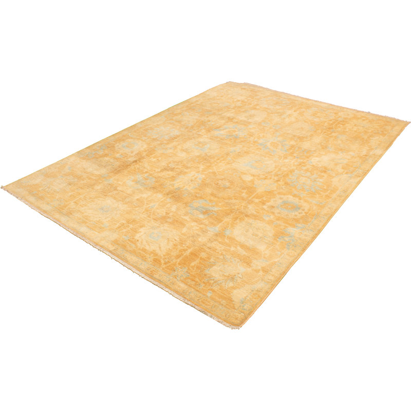 Tapis unique en laine noué à la main style nouvel âge Ushak 8 pi 10 po x 12 pi 10 po cuivre Yaak