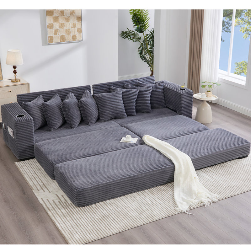 Canapé modulaire en L 110,75 po, Tissu gris foncé