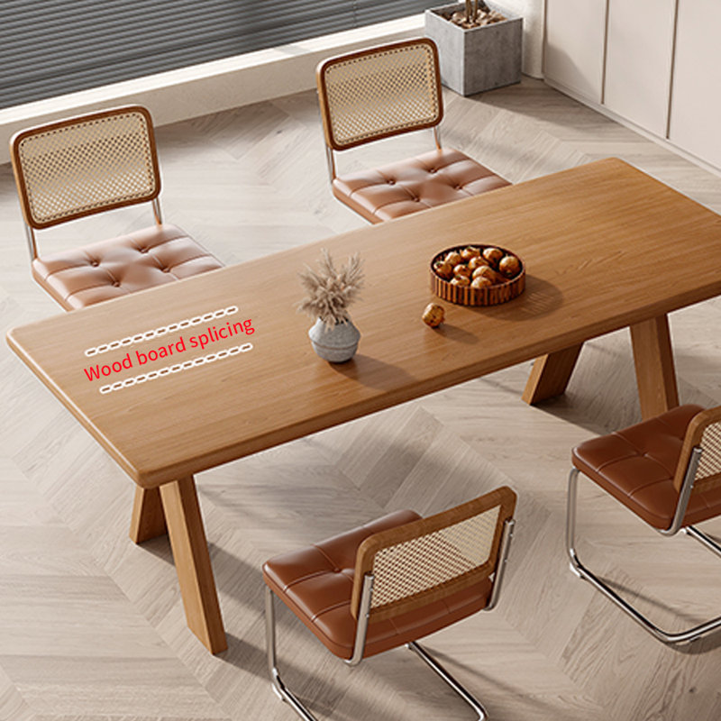 Japanese style solid wood dining table set, 29.50"H x 86.60"L x 35.40"W