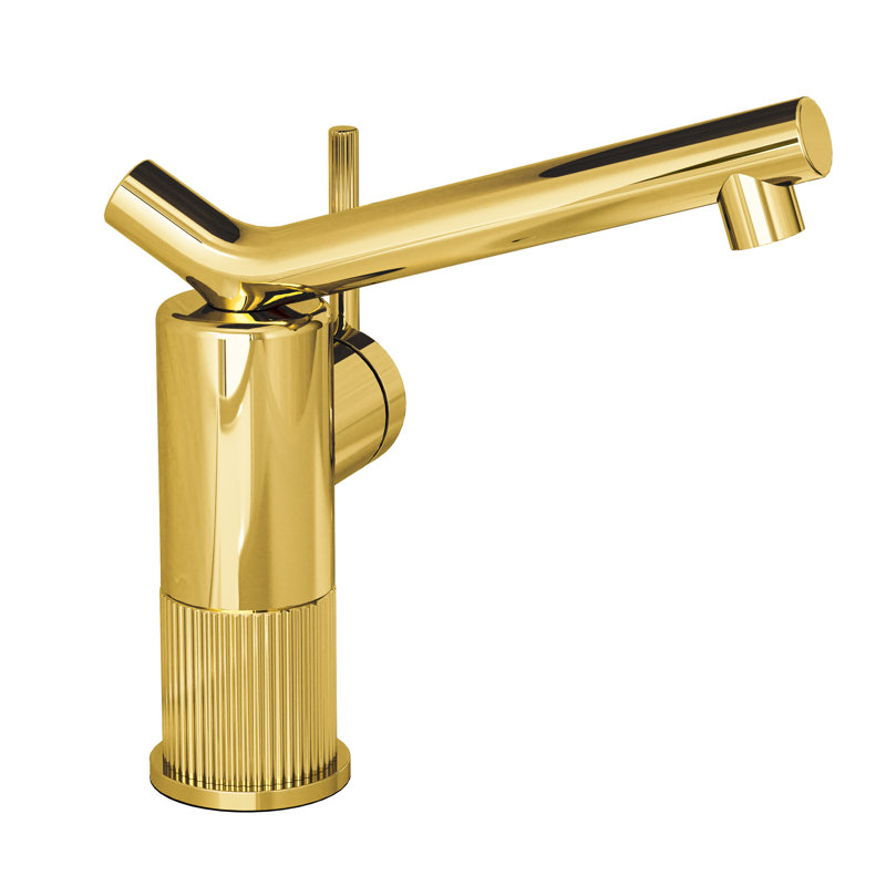 Robinet de salle de bain moderne à poignée simple avec base ronde, bec pivotant à 170 ° - Certifié CUPC et NSF (chrome / or zircon / noir mat)