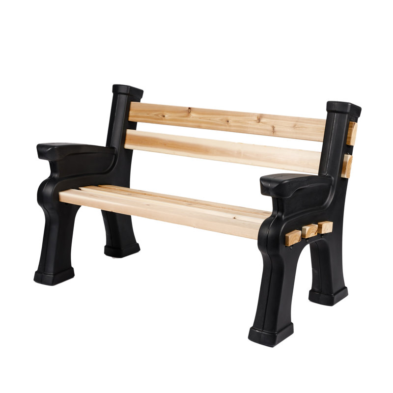Bancs classiques avec dossier et accoudoirs - Bois et vis non inclus, Noir