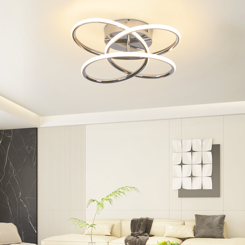 41cm Butterfly‑Shaped Dimmable LED Flush Mount Ceiling Light with Remote Control for Living Room, Brushed Nickel
