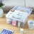 Clear Storage Basket with Pink Handle and White Tray
