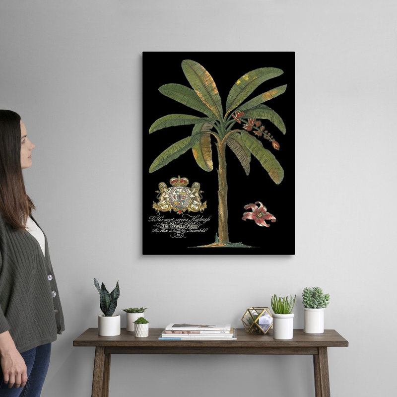 Palmier sur toile II noir, art mural, H 32 po x l 24 po x P 1,25 po, Toile tendue