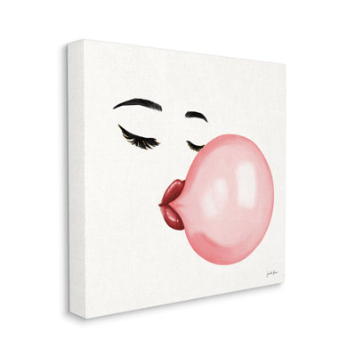 «Glamour Face Blowing Bubble Gum Bold Lips XXL», art mural sur toile tendue par Janelle Penner
