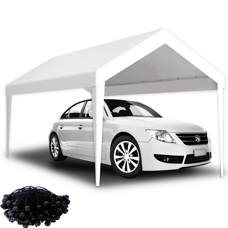Bâche de remplacement pour abri d'auto 3 x 6 m - Imperméable et résistante. Tissu. 72 sangles élastiques. Bordure renforcée. Installation facile. Rangement compact. Blanche. Idéal pour ranger du matériel lors d'événements extérieurs.