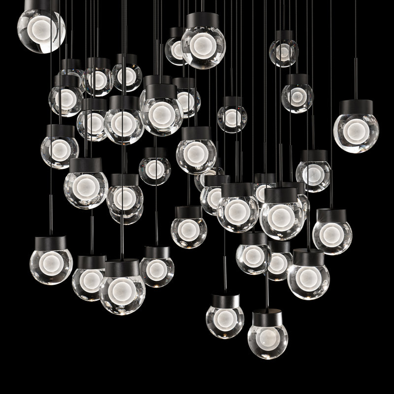 Luminaire suspendu double à DEL à double bulles, Noir, H 5,5 po x l 36,75 po x P 36,75 po, 41