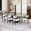 Ensemble de table de salle à manger 9 pièces avec table de salle à manger extensible en pierre frittée de 94,5 po et 8 chaises en tissu-116788521