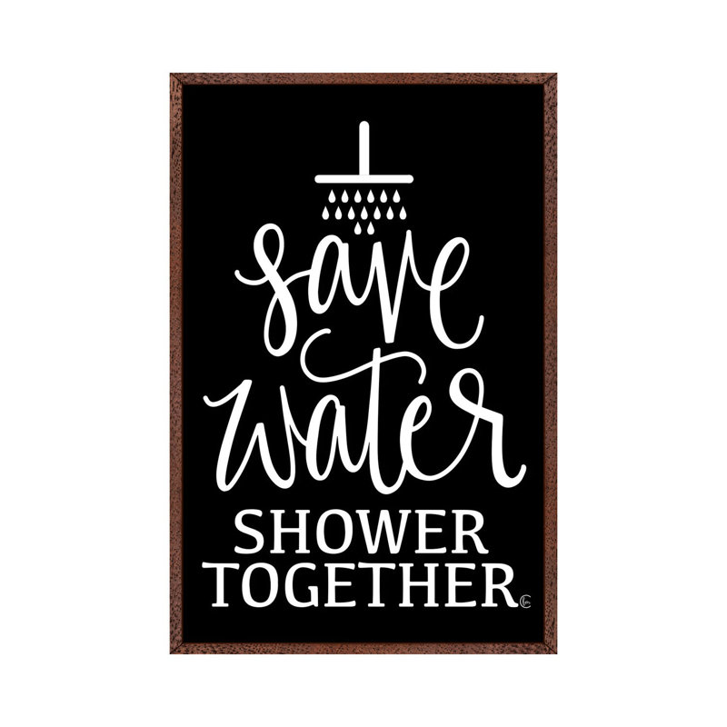 Shower Together - Print on Canvas, 152.4cm H x 101.6cm W x 3.81cm D, Classic Brown Wood Framed