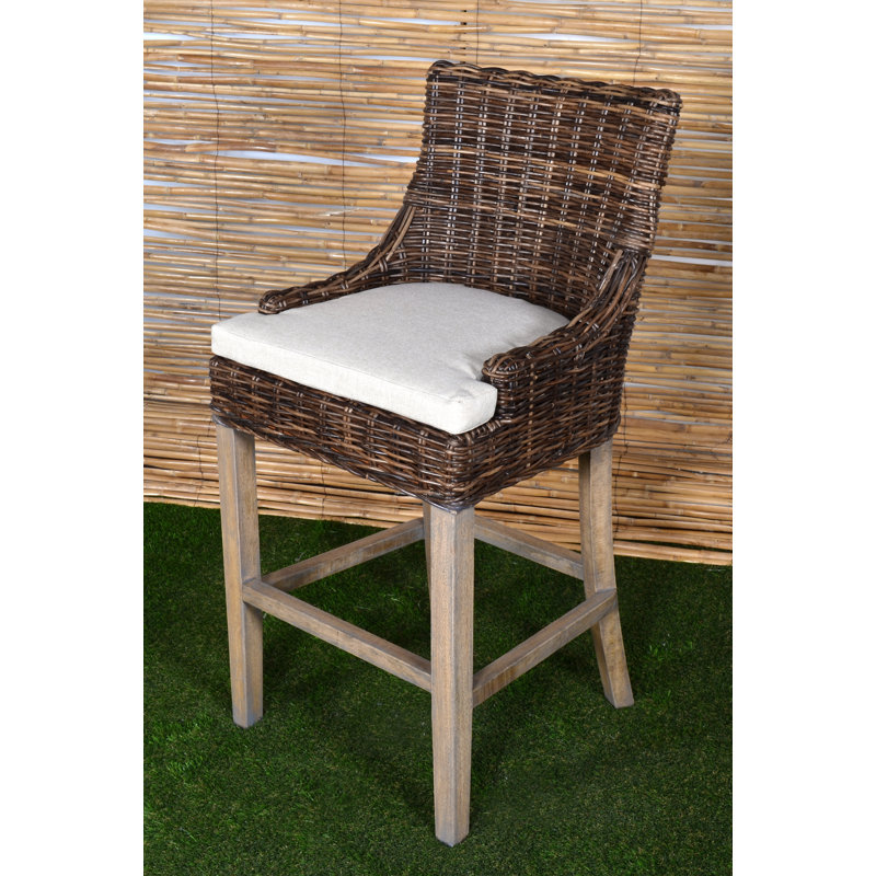 Upholstered Counter Stool with Solid Wood Frame, Bar Stool (28.5" Seat Height), Gray