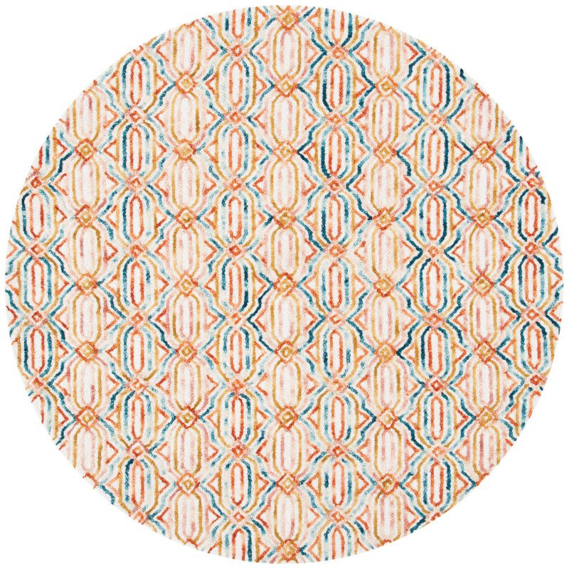 Tapis ivoire / bleu marine Rubalcava, Rond 6 pi