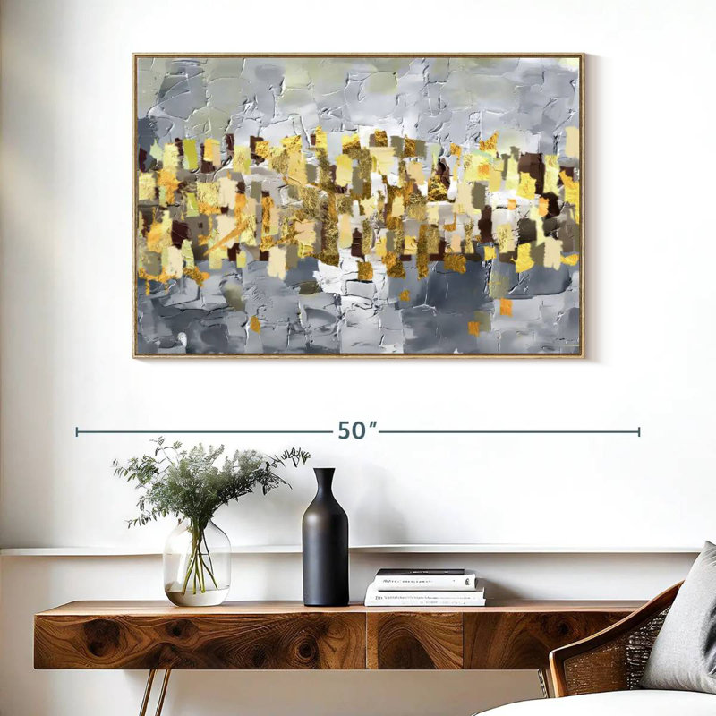 Or et argent Leota, Cadre flottant en bois naturel, 40 po x 27 po