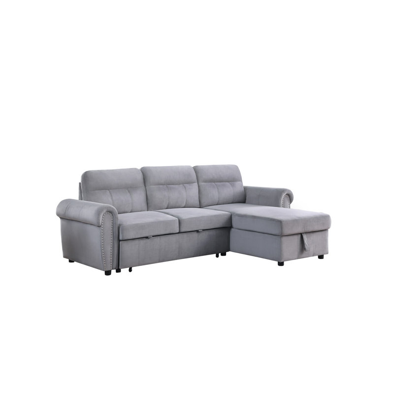 Canapé-lit modulaire réversible en tissu de velours Everly Quinn