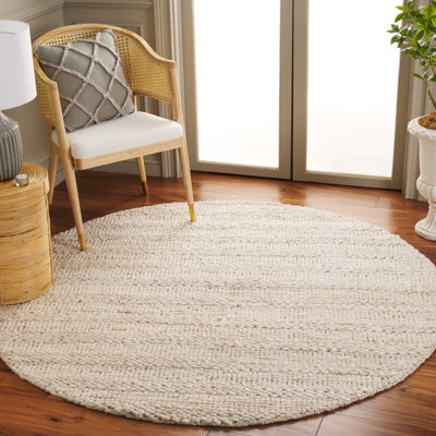 Keyia Natural Fiber Flat Weave Jute/Cotton Solid Color Rug in Beige