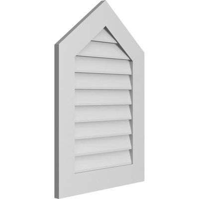 Peaked Top Surface Mount Signature Urethane Non-Functional Gable Vent 9/12 Pitch Primed Tan