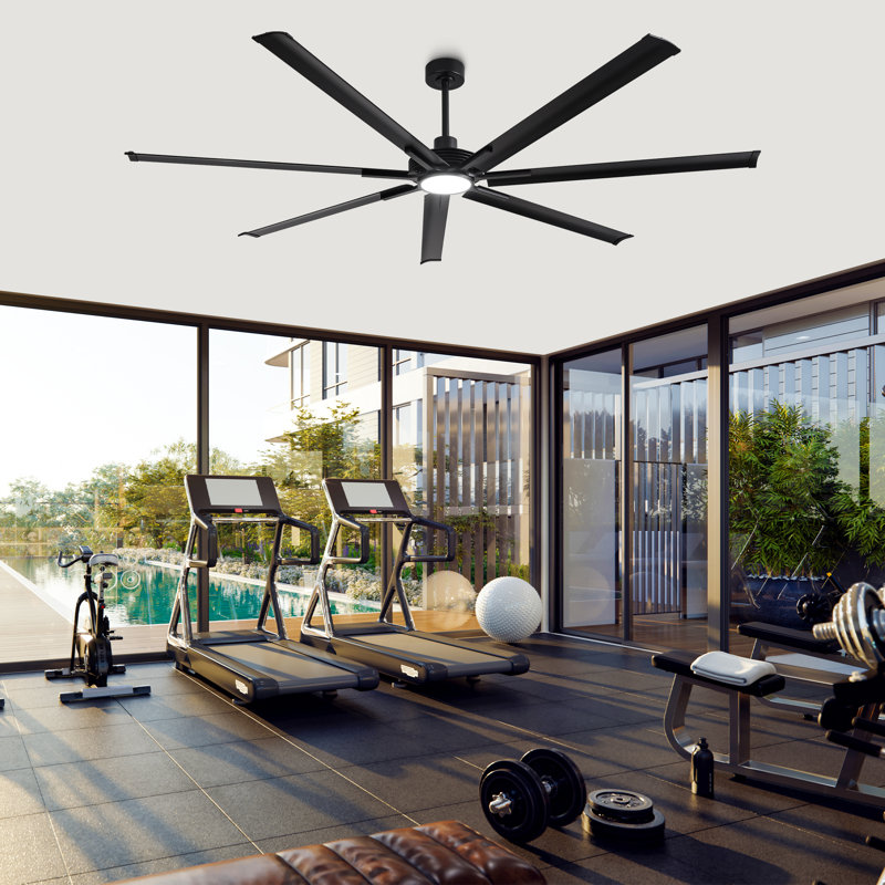 7-Blade Ceiling Fan with LED Light, 84", Black